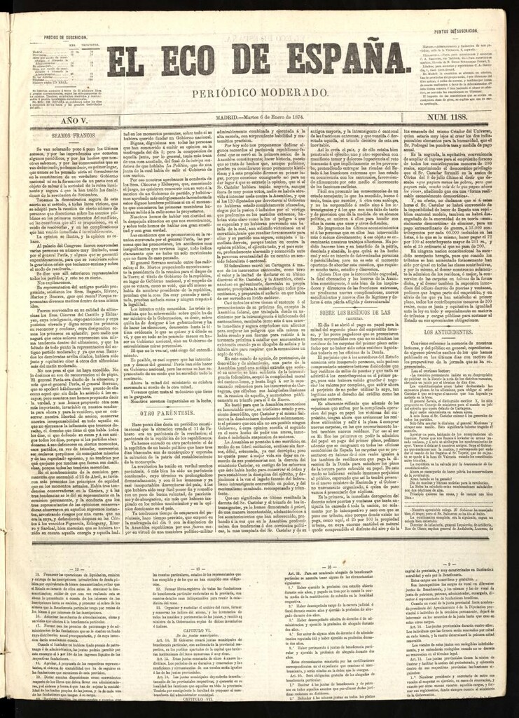 Miniatura de El Eco de España del 6 de enero de 1874