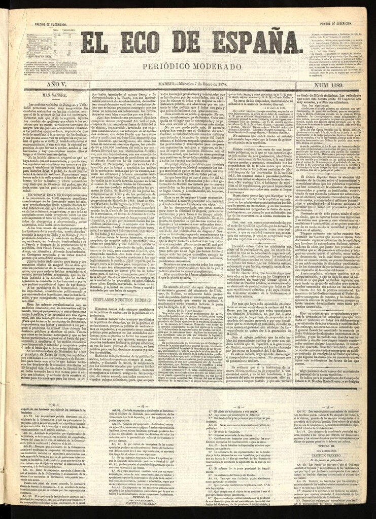 Miniatura de El Eco de España del 7 de enero de 1874