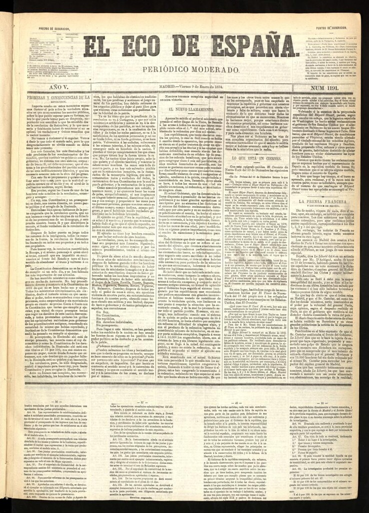 Miniatura de El Eco de España del 9 de enero de 1874