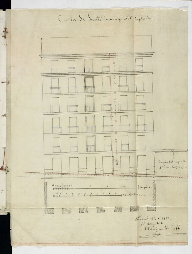 Miniatura de D. Máximo de Robles, para edificar de nueva planta en el solar de su propiedad, sito en la cuesta de Santo Domingo nº 6 duplicado y triplicado.