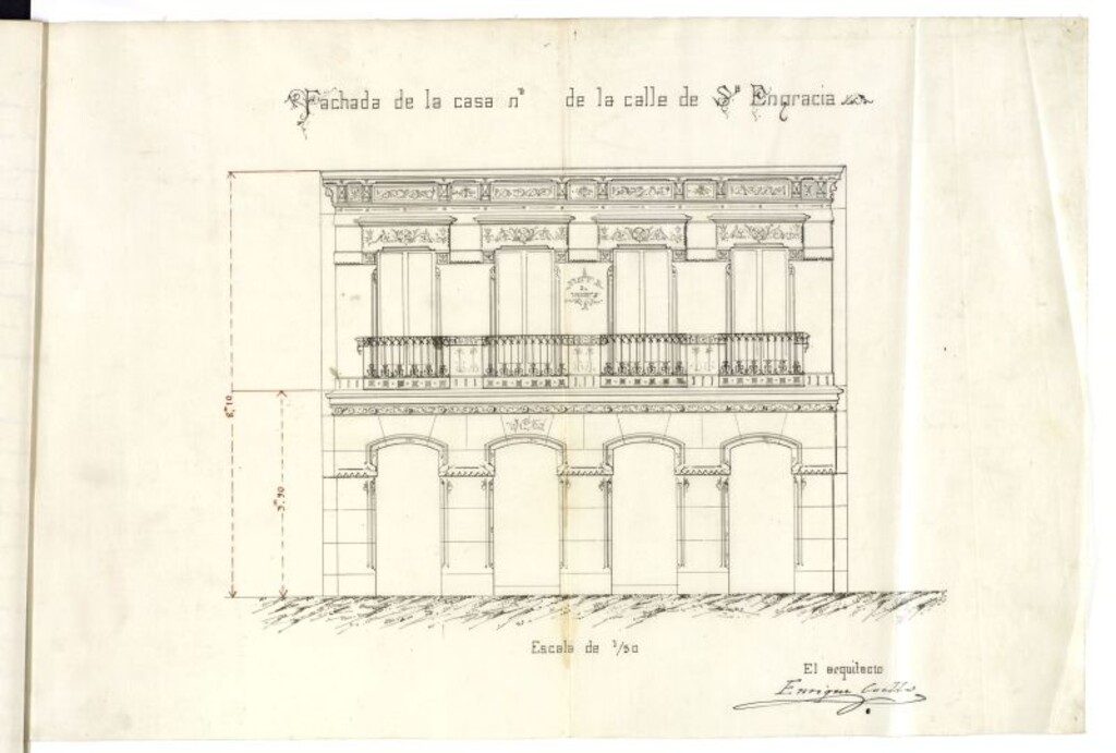 Miniatura de D. Guillermo Alcaide, solicitando edificar en un terreno entre las calles de Sta. Engracia y de Ponce de León.