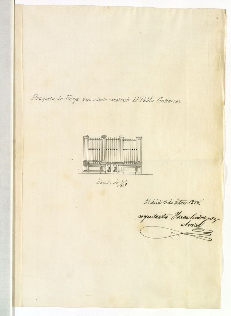 Miniatura de D. Pablo Gutiérrez, solicitando edificar en un terreno de la calle de Trafalgar, manzana 109.