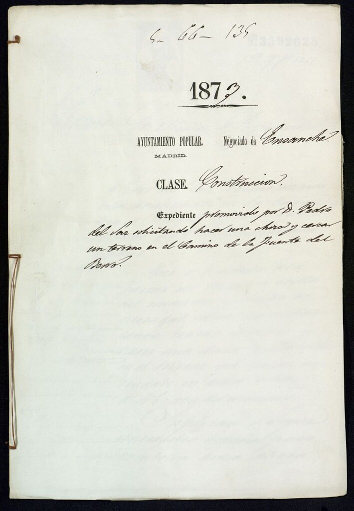 Miniatura de D. Pedro del Saz, solicitando hacer una chozo y cercar un terreno en el Camino de la Fuente del Berro.