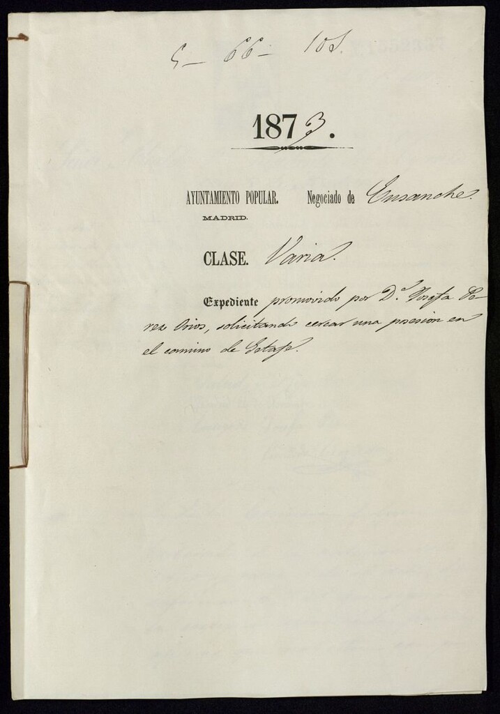 Miniatura de Dª Josefa Pérez Orios, solicitando cercar una posesión en el camino de Getafe.