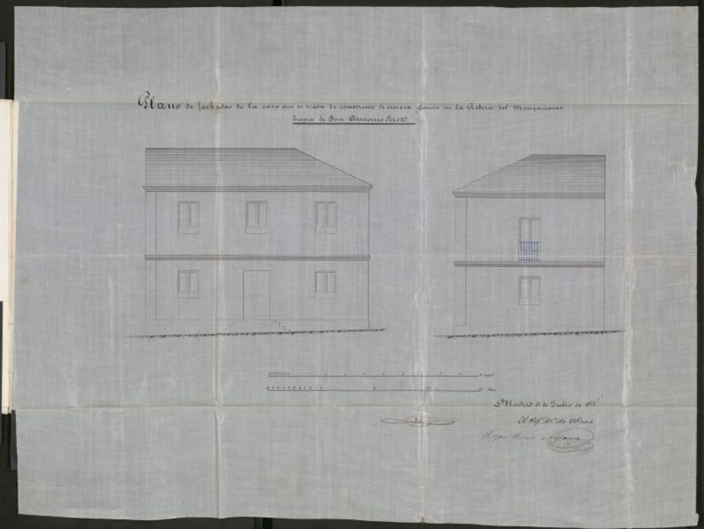Miniatura de D. Antonio Pérez, solicitando edificar una casa contigua al lavadero nº 63 del Manzanares.