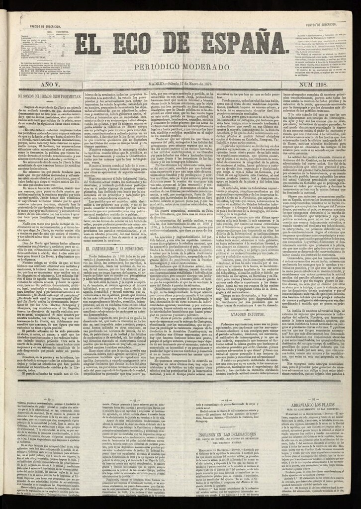 Miniatura de El Eco de España del 17 de enero de 1874