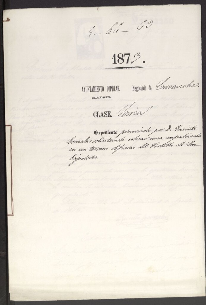 Miniatura de D. Jacinto Gonzalez solicitando colocar una empalizada en un terreno afueras del Portillo de Embajadores