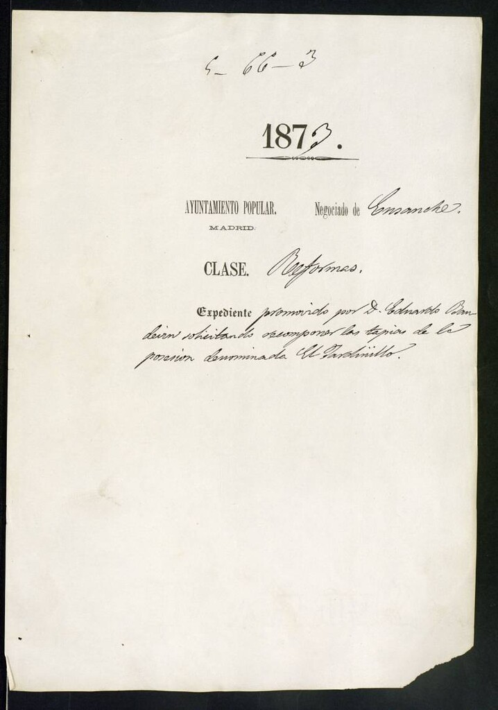 Miniatura de D. Eduardo Bandevín, solicitando recomponer las tapias de la posesión denominada El Jardicillo.