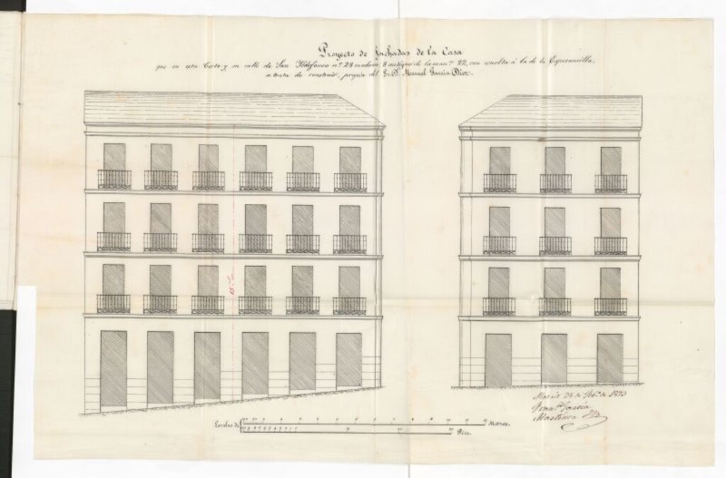 Miniatura de D. Mauel García Diezo para reedificar la casa 28 de la calle de San Ildefonso