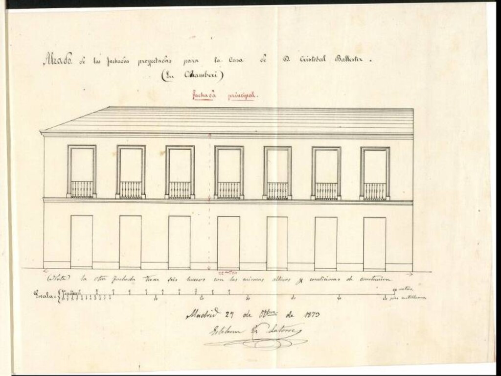 Miniatura de D. Cristobal Ballester, solicitando edificar en el interior de la manzana 132, a la derecha del Paseo de Sta. Engracia.