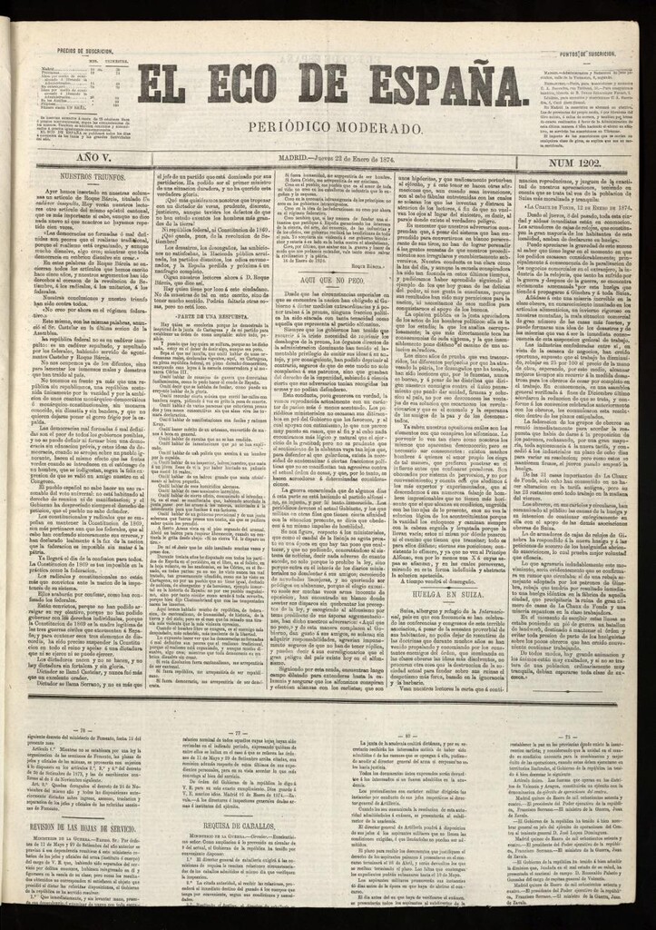 Miniatura de El Eco de España del 22 de enero de 1874