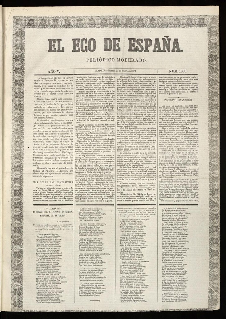 Miniatura de El Eco de España del 23 de enero de 1874