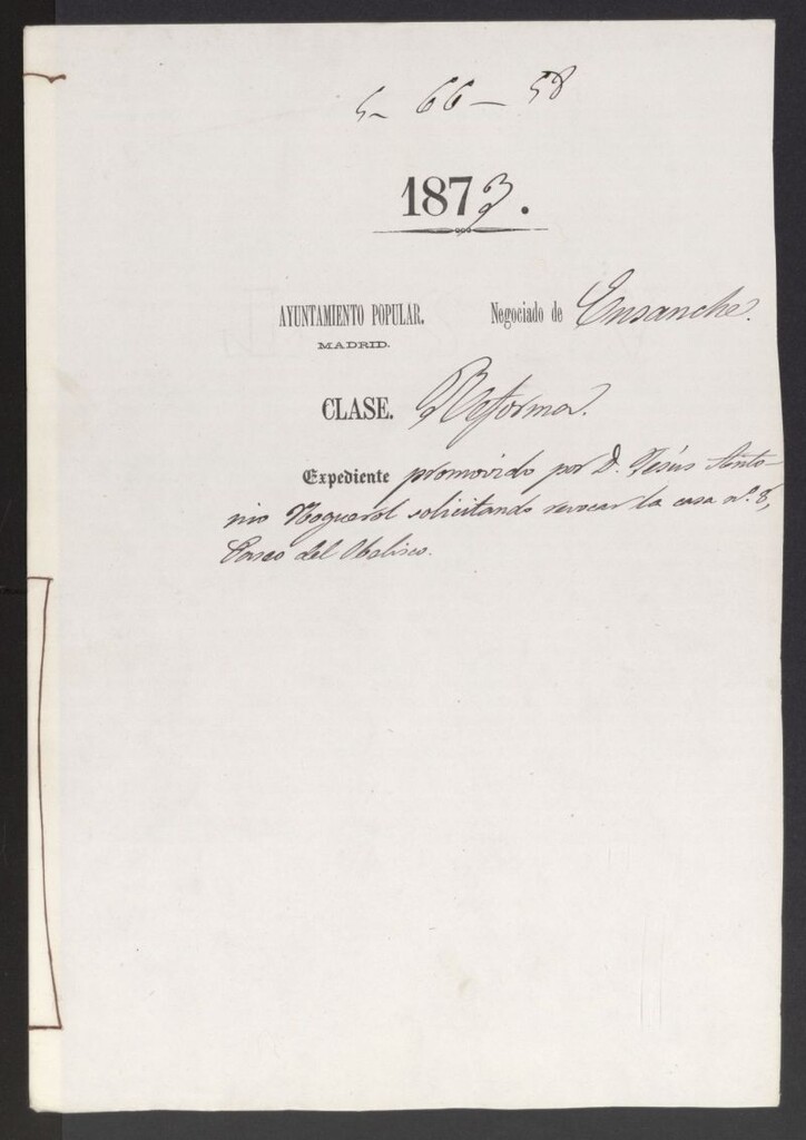 Miniatura de D. Jesús Antonio Noguerol, solicitando revocar la casa nº 8, Paseo del Obelisco.