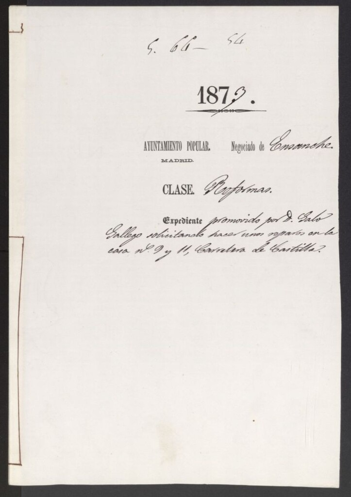 Miniatura de D. Galo Gallego, solicitando hacer unos reparos en la casa nº 9 y 11, Carretera de Castilla.