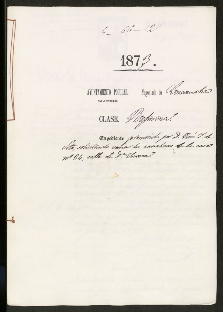 Miniatura de D. José J. de Soto, solicitando variar los canalones de la casa nº 24, calle de Dª Urraca.