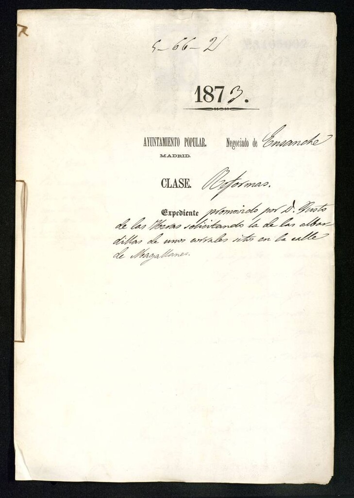 Miniatura de D. Justo de las Heras, solicitandola de las albardillas de unos corrales sitos en la calle Magallanes.
