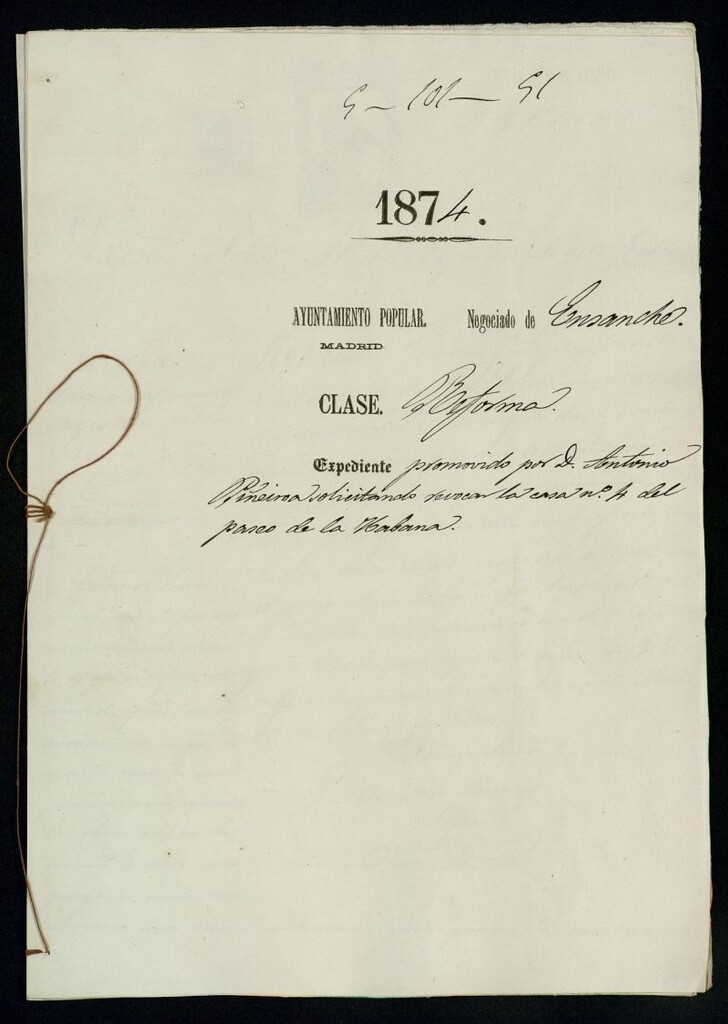 Miniatura de D. Antonio Peñeiroa, solicitando revocar la casa nº 4, del Paseo de la Habana.