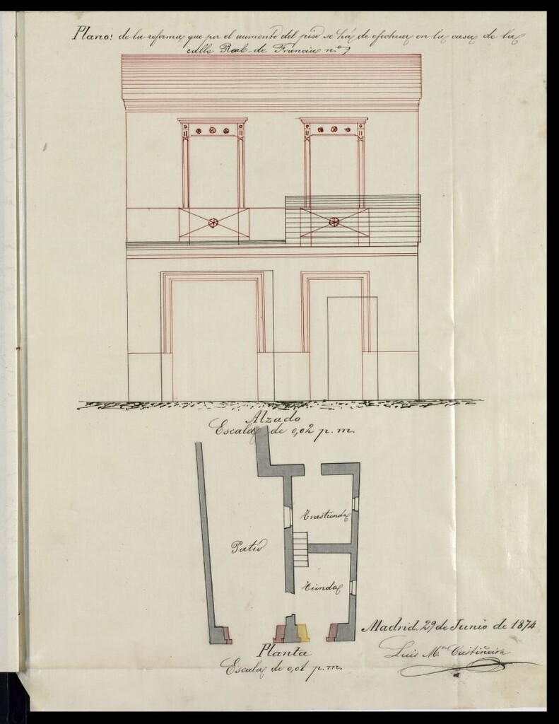 Miniatura de Dª María Candelas Gallego, solicitando levantar un piso principal en la casa nº 9, Carretera de Francia.