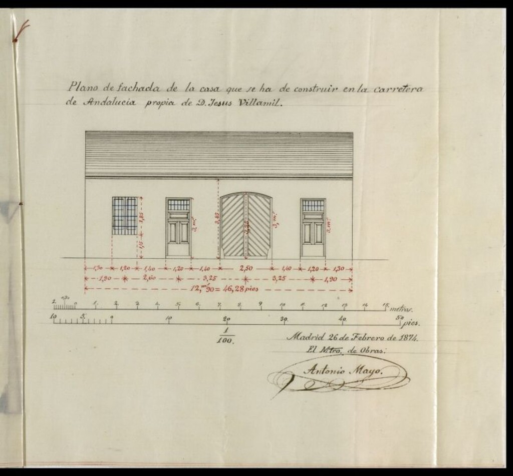 Miniatura de D. Jesús Villarreal, sollicitando permiso para levantar una casa de planta baja en la Carretera de Andalucía.