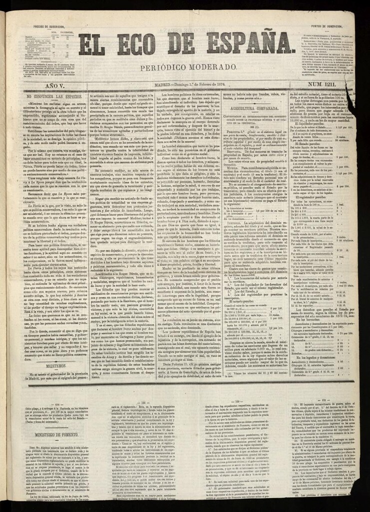 Miniatura de El Eco de España del 1 de febrero de 1874