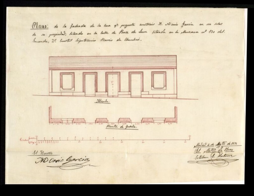 Miniatura de D. Nicasio García, solicitando edificar en un solar de la calle de Ponce de León.