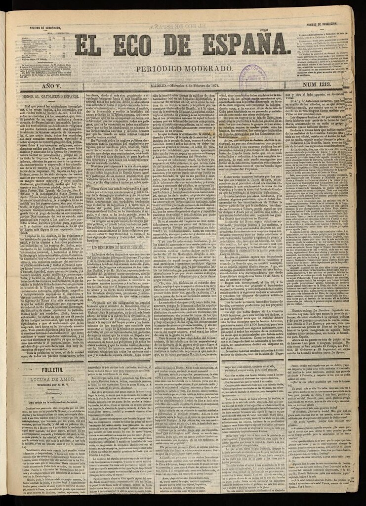 Miniatura de El Eco de España del 4 de febrero de 1874