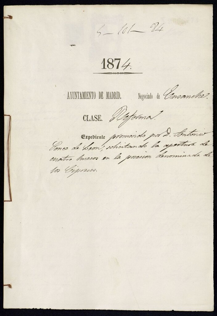 Miniatura de D. Antonio Ponce de León, solicitando la apertura de cuatro huecos en la posesión denominada de los Cipreses.