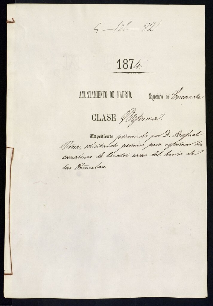 Miniatura de D. Rafael Urosa, solicitando permiso para reformar los canalones del cuatro casas del barrio de las Peñuelas.