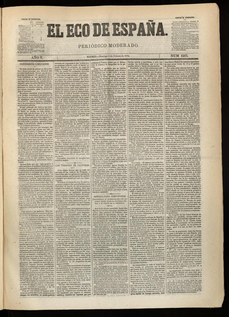 Miniatura de El Eco de España del 8 de febrero de 1874