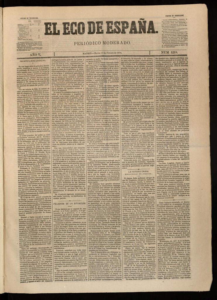 Miniatura de El Eco de España del 10 de febrero de 1874