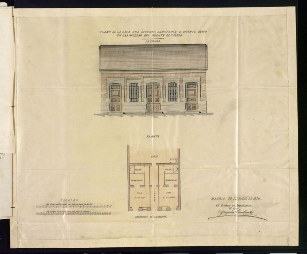 Miniatura de D. Vicente Rubio, sollicitando edificar en un solar de la Carretera de Andalucía.