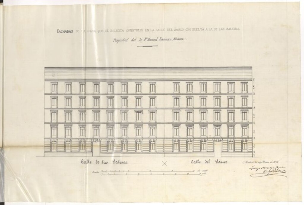 Miniatura de D. Manuel Francisco Alvarez, para construir en el solar de la calle del Sauco con vuelta a la de las Salesas.