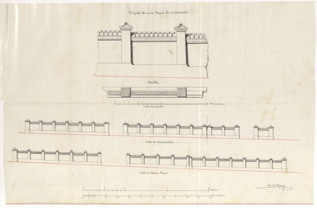 Miniatura de D. Francisco de Cortazar, para edificar de nueva planta en los solares del Barrio de Argüelles, calle de Mendizabal, Quintana y D. Martín.