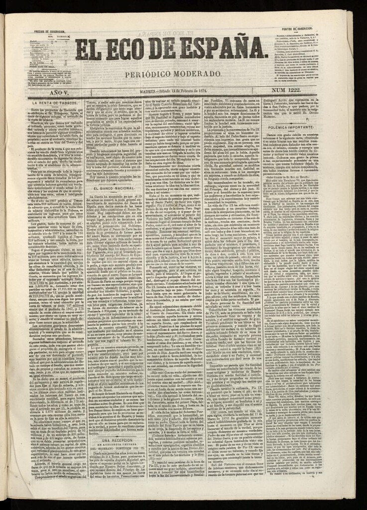 Miniatura de El Eco de España del 14 de febrero de 1874
