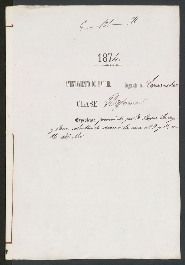 Miniatura de D. Roque Garay y Ruiz, solicitando revocar la casa nº 9 y 11, calle del Sur.