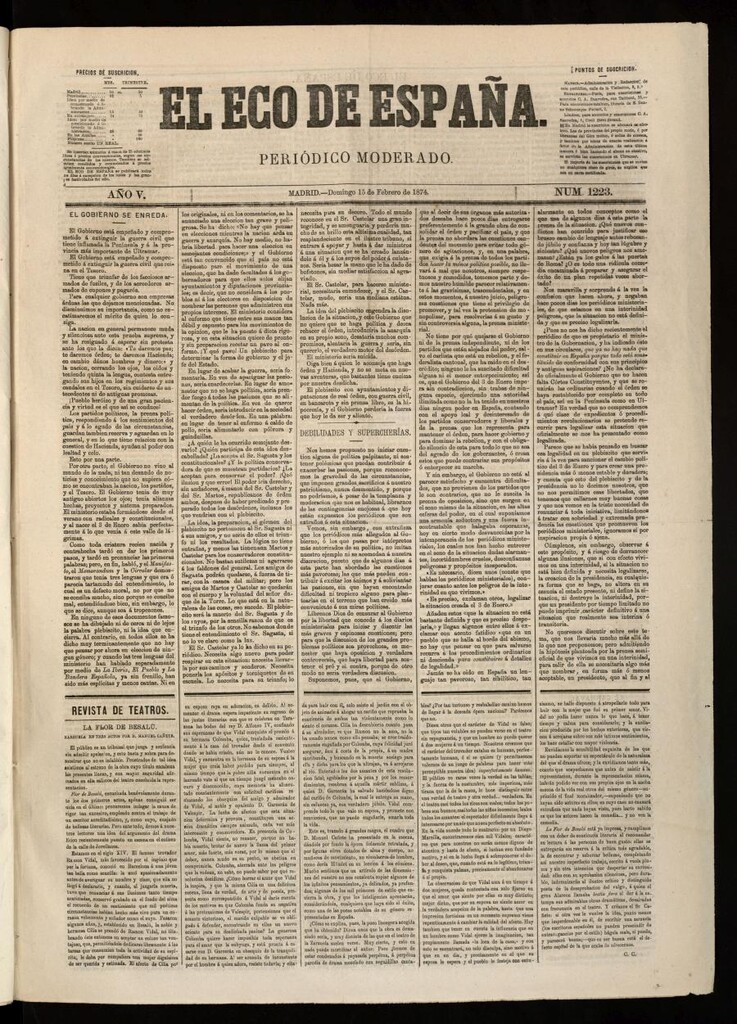 Miniatura de El Eco de España del 15 de febrero de 1874