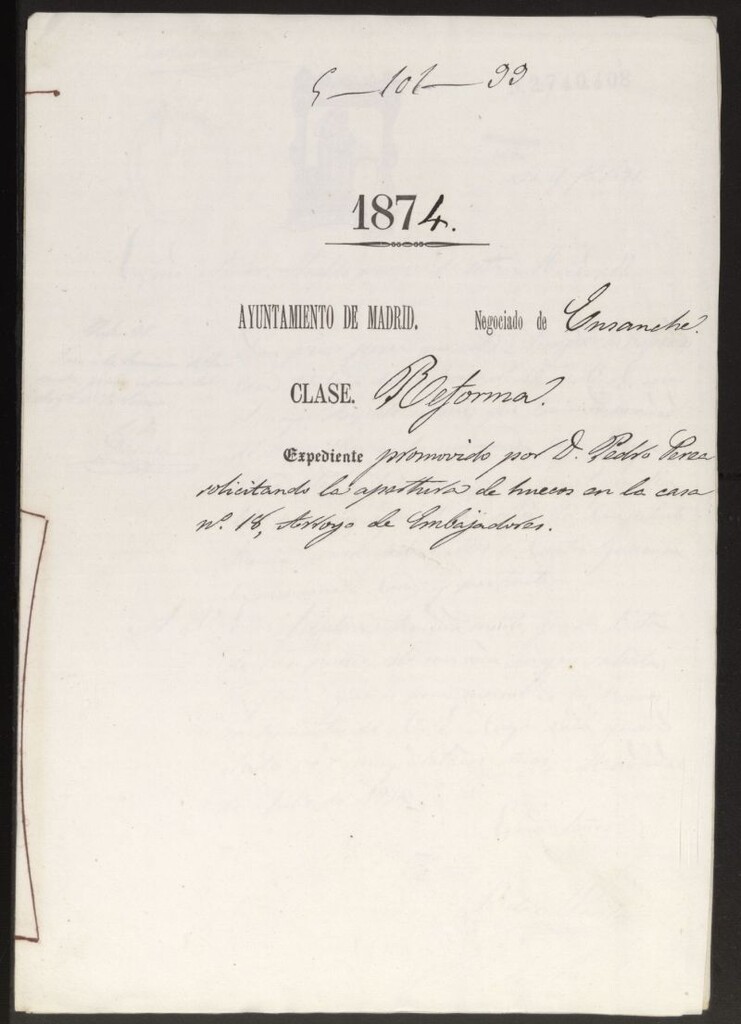 Miniatura de D. Pedro Pérea, solicitando la apertura de huecos en la casa nº 18, Arroyo de Embajadores.
