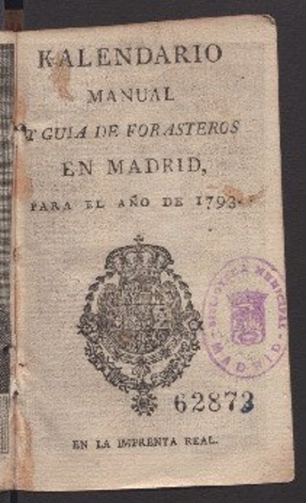 Miniatura de Kalendario manual y guía de forasteros en Madrid : para el año de 1793