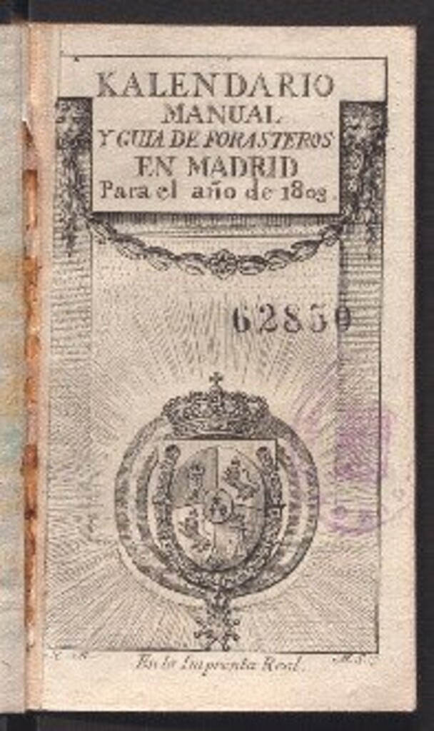 Miniatura de Kalendario manual y guía de forasteros en Madrid : para el año de 1803