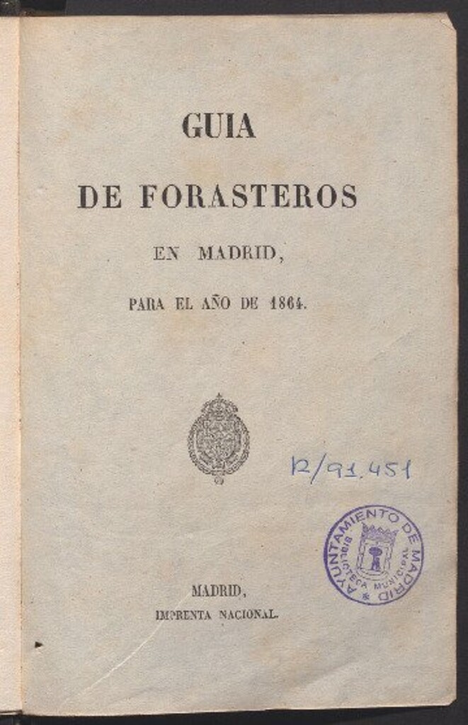 Miniatura de Guía de Forasteros en Madrid : para el año de 1864