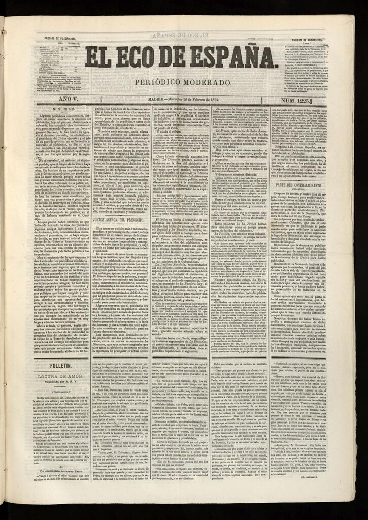 Miniatura de El Eco de España del 18 de febrero de 1874