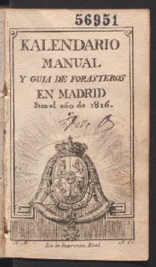 Miniatura de Kalendario manual y guía de forasteros en Madrid : para el año de 1816