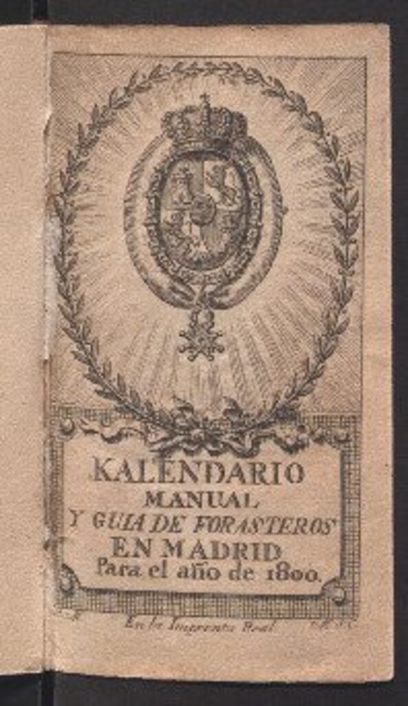 Miniatura de Kalendario manual y guía de forasteros en Madrid : para el año de 1800