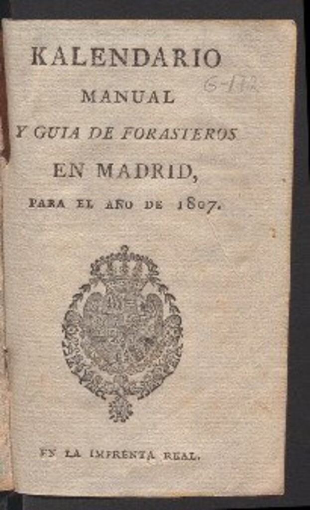 Miniatura de Kalendario manual y guía de forasteros en Madrid : para el año de 1807