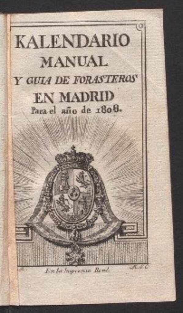 Miniatura de Kalendario manual y guía de forasteros en Madrid : para el año de 1808