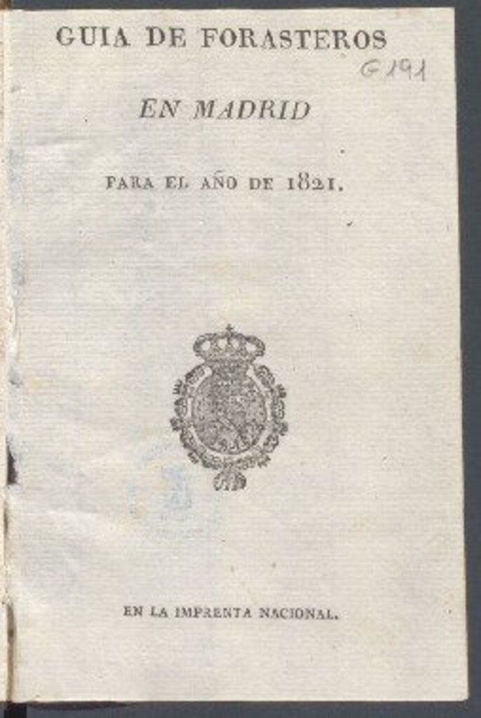 Miniatura de Guía de forasteros en Madrid para el año de 1821