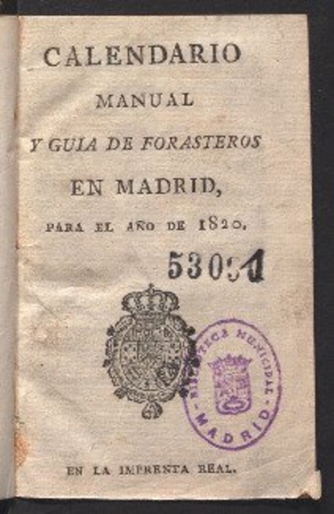 Miniatura de Calendario manual y guía de forasteros en Madrid : para el año de 1820