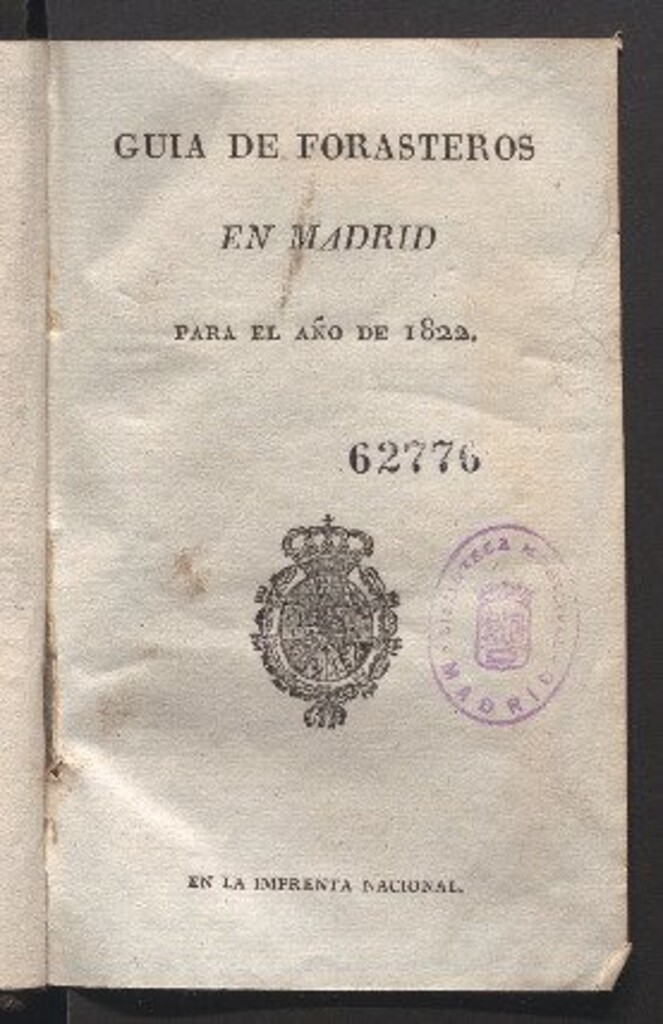 Miniatura de Guía de forasteros en Madrid para el año de 1822