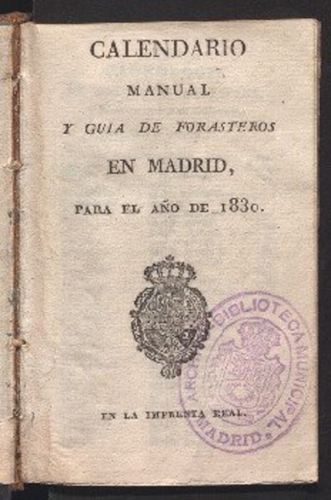 Miniatura de Calendario manual y guía de forasteros en Madrid : para el año de 1830