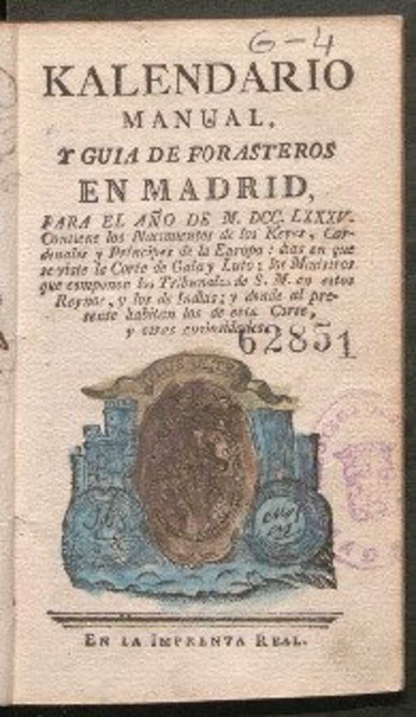 Miniatura de Kalendario manual y guía de forasteros en Madrid : para el año de MDCCLXXXV